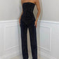 Sexy sparkling diamond tube top + trousers two-piece set