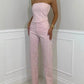 Sexy sparkling diamond tube top + trousers two-piece set