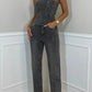 Sexy sparkling diamond tube top + trousers two-piece set