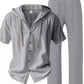 Men's Linen Set — Button-Up Hoodie & Wide-Leg Pants