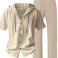 Men's Linen Set — Button-Up Hoodie & Wide-Leg Pants
