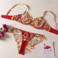 Women's Lace Flower Bra and Briefs Set