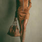 Brown Faux Suede Stand Collar Zipper Mini Dress