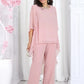 Elegant Layered Chiffon High-Low Top and Pants Two Piece Set
