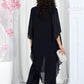 Elegant Layered Chiffon High-Low Top and Pants Two Piece Set