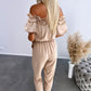 Women's Ruffle Off-the-shoulder Tie-Drape Jumpsuit with Pockets