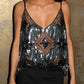 Women's Sexy Sparkly V-Neck Cami Top