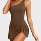 🏖️Last Day Sale 49% OFF👙One Shoulder Skirted One Piece Swimsuit