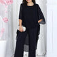 Elegant Layered Chiffon High-Low Top and Pants Two Piece Set