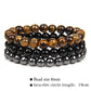 🎁Triple Crystal Bracelet Set – 8mm Tiger’s Eye, Obsidian, Amethyst, Apatite, Rose Quartz & Hematite