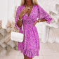 Women's retro dress in French style with floral frills