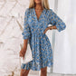 Women's retro dress in French style with floral frills