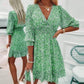 Women's retro dress in French style with floral frills