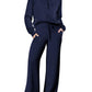 💝Black Friday Sale 50% OFF!!⚡🔥🎀Women's Oversized Half Zip Wide Leg 2 Piece Outfits Lounge Set