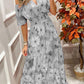 Printed Short Sleeve Long Dress V-Neck Casual Party Dress