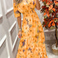 Printed Short Sleeve Long Dress V-Neck Casual Party Dress
