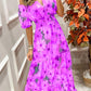 Printed Short Sleeve Long Dress V-Neck Casual Party Dress