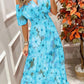 Printed Short Sleeve Long Dress V-Neck Casual Party Dress