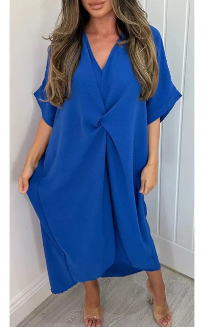 Short Sleeve Maxi Dress With Knot Detail