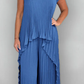 Women’s Sleeveless Plisse Top with High-Low Hem