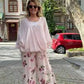 Women's Casual V-neck Loose Cotton and Linen Top Suit