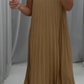 Women Pleated Simple Solid Color Dress
