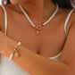 Pearl Necklace And Bracelet Set With Cherry Charm