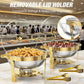 Set, Stainless Steel Chafing Dish Buffet Set, 4.5L Round Catering Chafer Warmer Set With Tray, Pan-TBIM