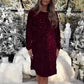 Sequin Round Neck Long Sleeve Mini Dress