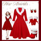 Elegant  V-neck made of rabbit fur A-line Christmas dress