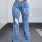 Blue Hearts 💙 High Waist Vintage Heart Patchwork Ripped Denim Jeans