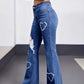 Blue Hearts 💙 High Waist Vintage Heart Patchwork Ripped Denim Jeans