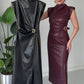 Elegant Leather Midi Dress