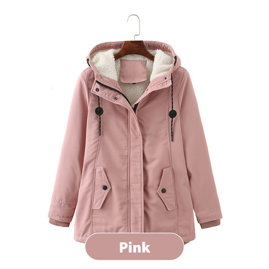 THICK WINTER COAT WITH HOOD AND QUILTED LINING FOR WINTER WARMTH