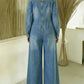 Women’s Off Shoulder One Piece Denim Jumpsuit