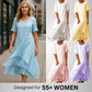 Women's Loose Short Sleeve Pleated Casual Cotton Linen Dress