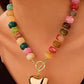 Chunky Heart Necklaces for Women Colorful Resin Beaded Choker