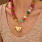 Chunky Heart Necklaces for Women Colorful Resin Beaded Choker