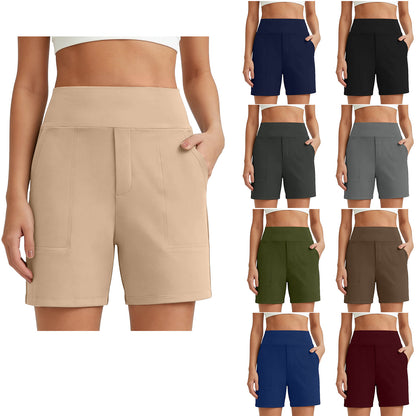 Women's High-Waisted Athletic Bermuda Shorts with Pockets – Running, Yoga, Summer Casual Activewear（Buy 2 Free Shipping）