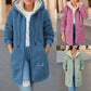 Long teddy coat with hood and fleece lining