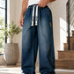 Men's Drawstring Wide-Leg Baggy Denim Jeans