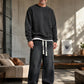 Men's Drawstring Wide-Leg Baggy Denim Jeans