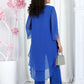 Elegant Layered Chiffon High-Low Top and Pants Two Piece Set