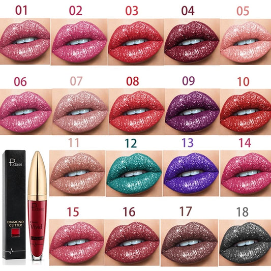 🎁BUY 3 PAY 2 🎁18 Color Diamond Shiny Long Lasting Lip Gloss👄