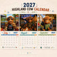 2027 Funny Highland Cow Wall Calendar | A4 Hanging Calendar | Designed by Isabel Kline