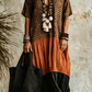 Women's Elegant Bohemian Maxi Dress | Modest V-Neck Tiered Skirt Lightweight Holiday Tunic for Mature Ladies