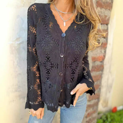 🌸 Hot Sale 49%OFF🌸Women's Lace V-Neck Long Sleeve Top
