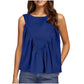 Women's Solid Color Pleated Sleeveless Top