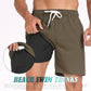 Men's Swim Shorts with Compression Liner ＆ Pockets