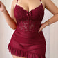 Plus size Lace Cami Nightgown & Floral Lace Trim Wide Sleeve Sheer Robe